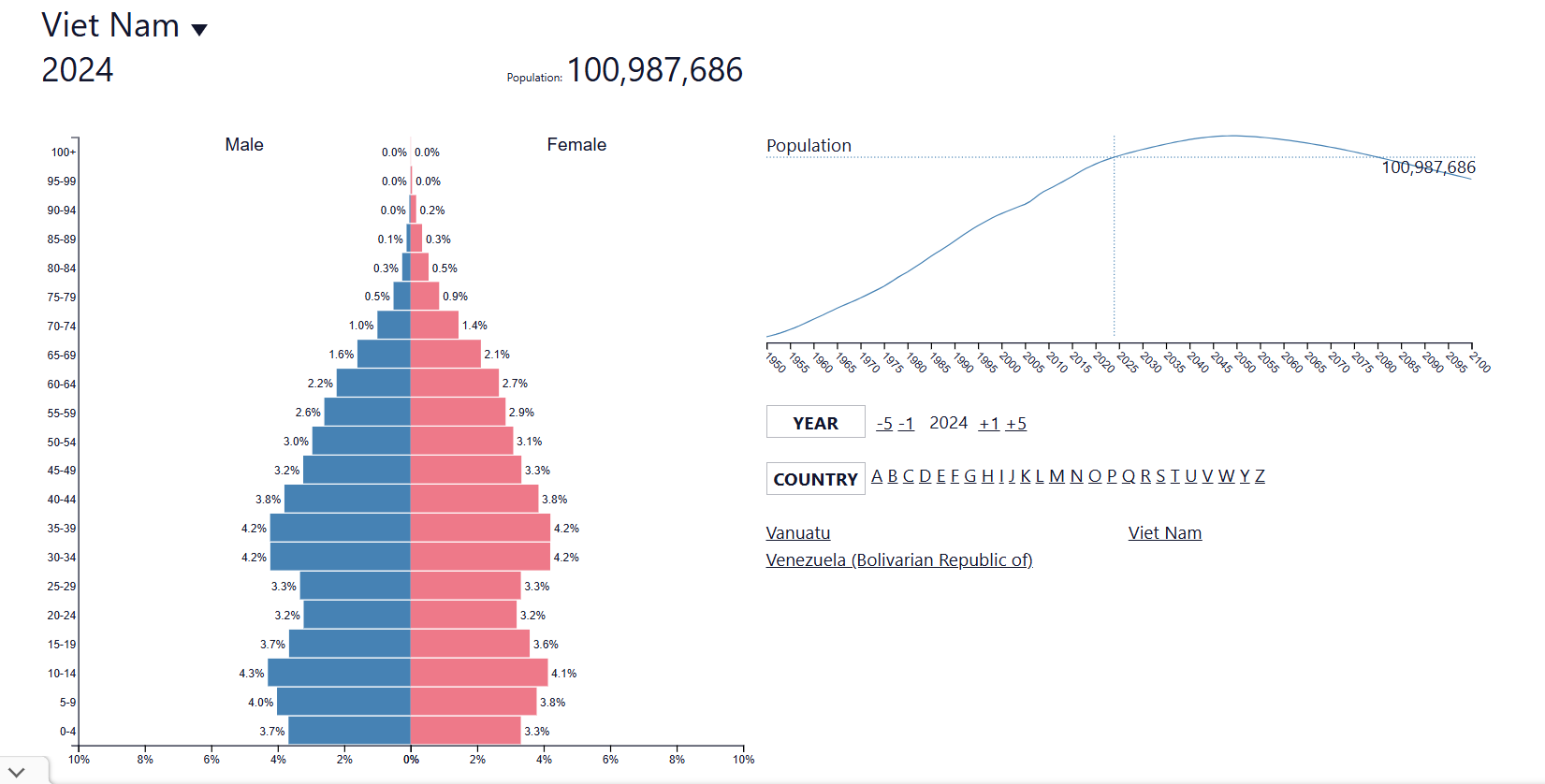 Demographic structure of Vietnam in 2024